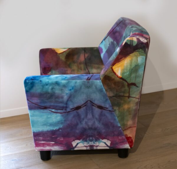 LadyMags HermanMiller Upholstered Arm Chair 3999 Painting printed on Velvet and hand upholstered 33x31x28in 2025c scaled