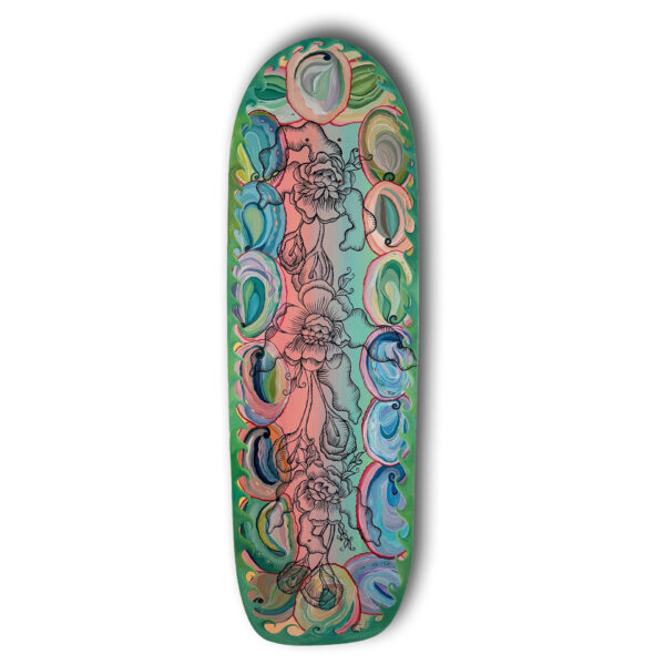 I Love My Abalone | Cat Sommer | Acrylic on Skateboard | 10x33 in | 2025