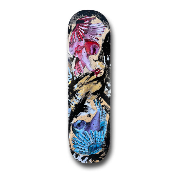 Rise And Fall | Jess Petrie | Acrylic on Skateboard | 8.5x33 in | 2025