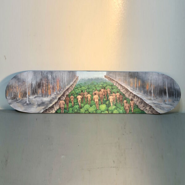 Trailblaze | Clare Hebert | Acrylic on Skateboard | 8x31 in | 2025