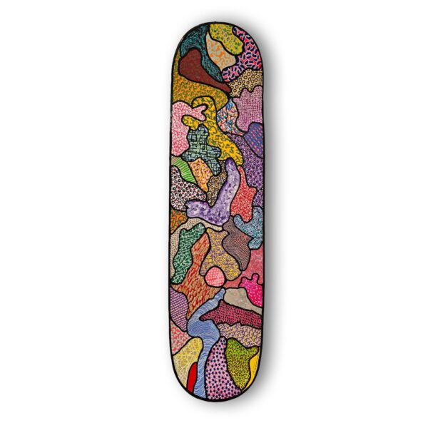 Mindskate | Nabiel Musleh | acrylic on Skate Deck | 32 x 8.5 | 2025