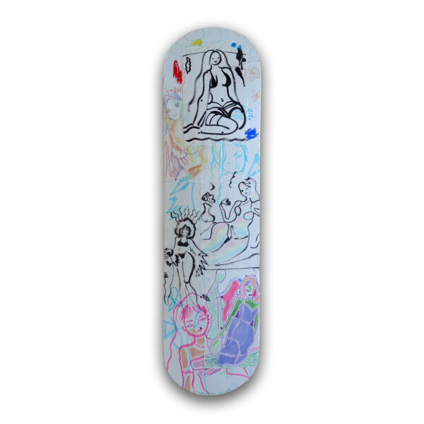 Sorpresa | Charmaine Olivia | Acrylic on-Skate Deck | 8 x 31 | 2025