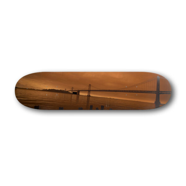 The Day My World Ended The Bay Bridge | Misha Vladimirskiy | Photo Transfer on Skateboard | 8x31in | 2025