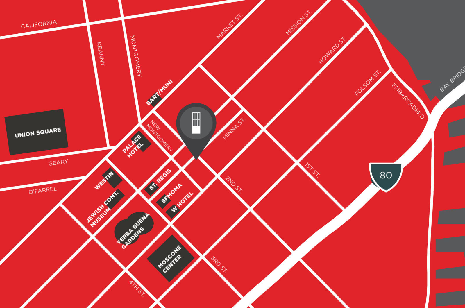 Map of 111 Minna Gallery in the SOMA District